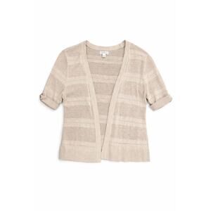 Beige Open Knit Short Sleeve Cardigan Size Large- Juniors